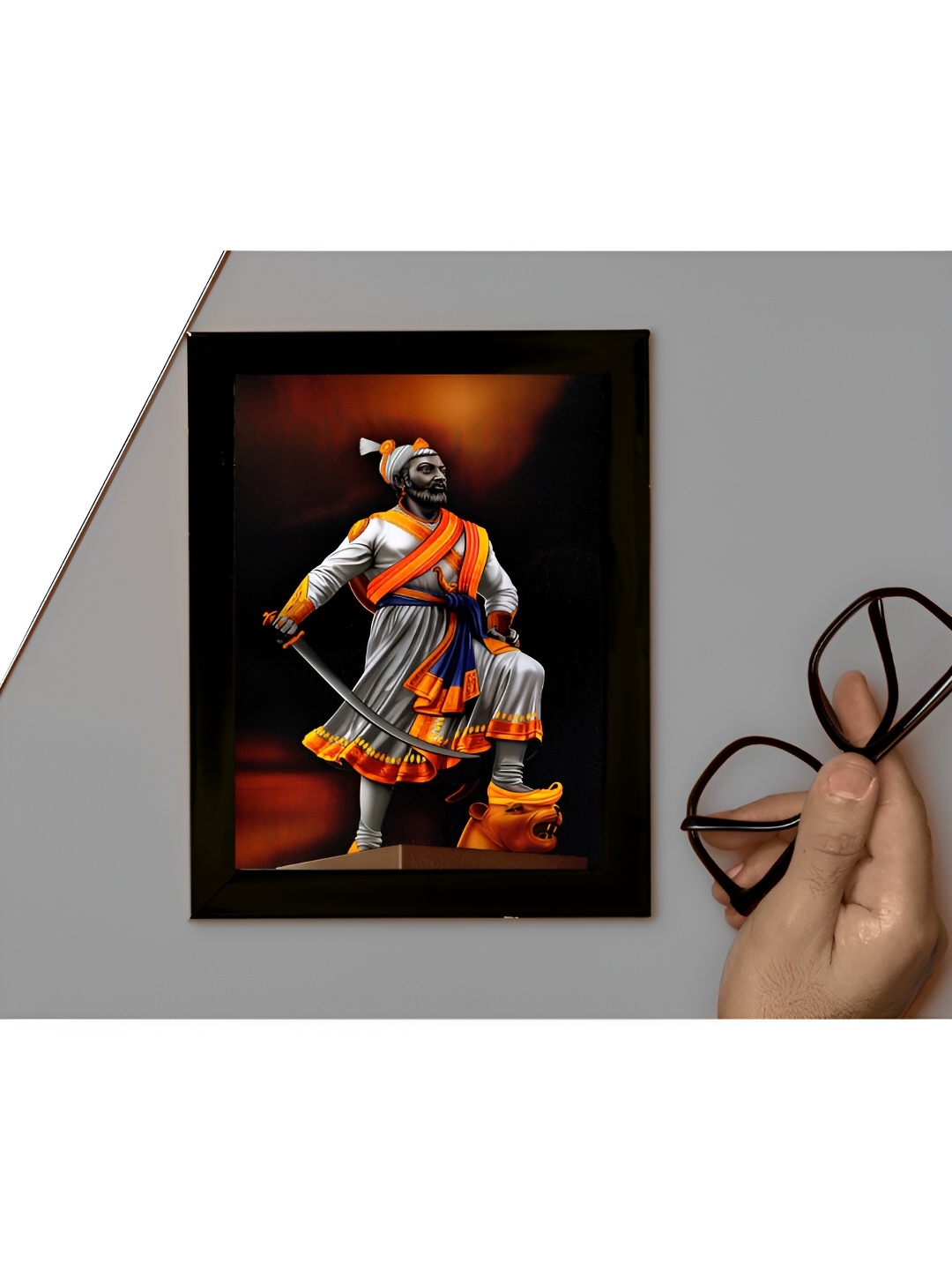 

2Mech Orange & Black Chttarapati Shivaji Maratha Photo Frames