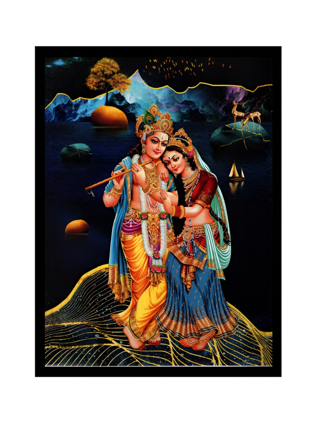 

2Mech Orange & Black Radha Krishna Photo Frame