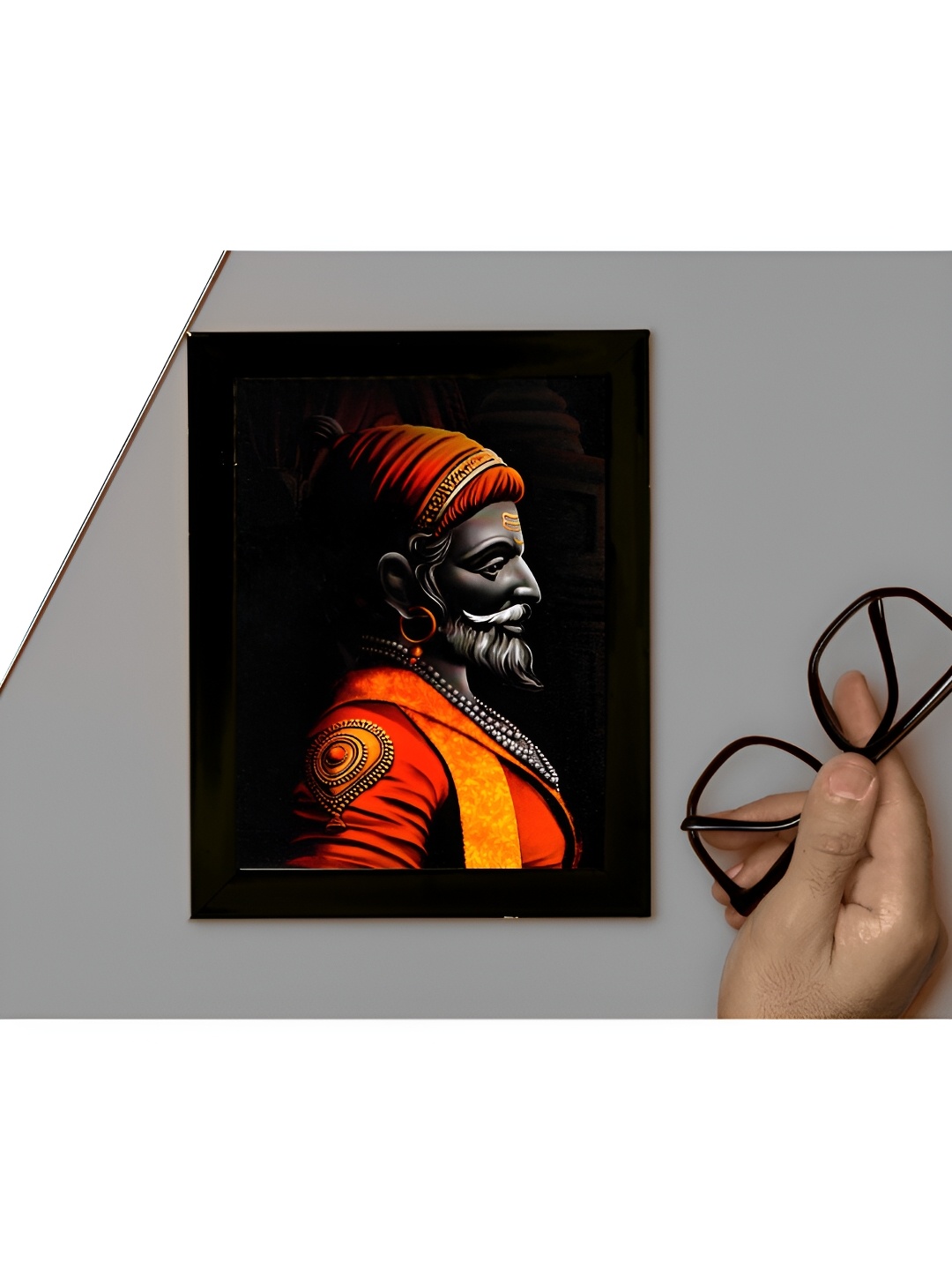

2Mech Black Orange Chhatrapati Shivaji Wall Photo Frame