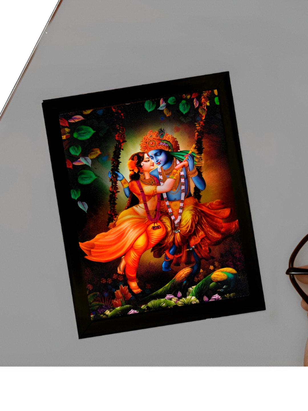 

2Mech Orange & Black Radha Krishna Photo Frames