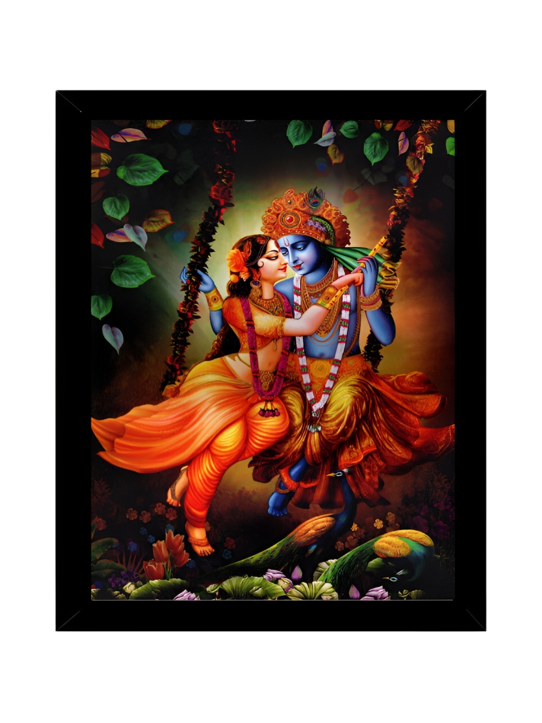 

2Mech Orange & Black Radha Krishna Photo Frame