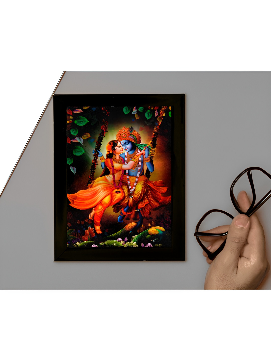 

2Mech Orange & Black Radha Krishna Photo Frames