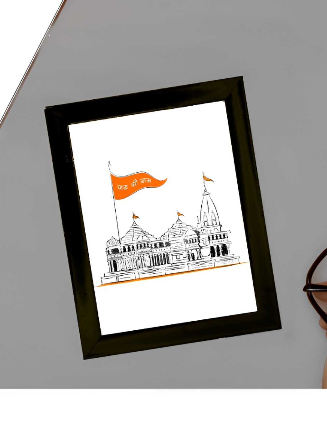 

2Mech White & Black Shree Ram Temple Aodhya Photo Frames