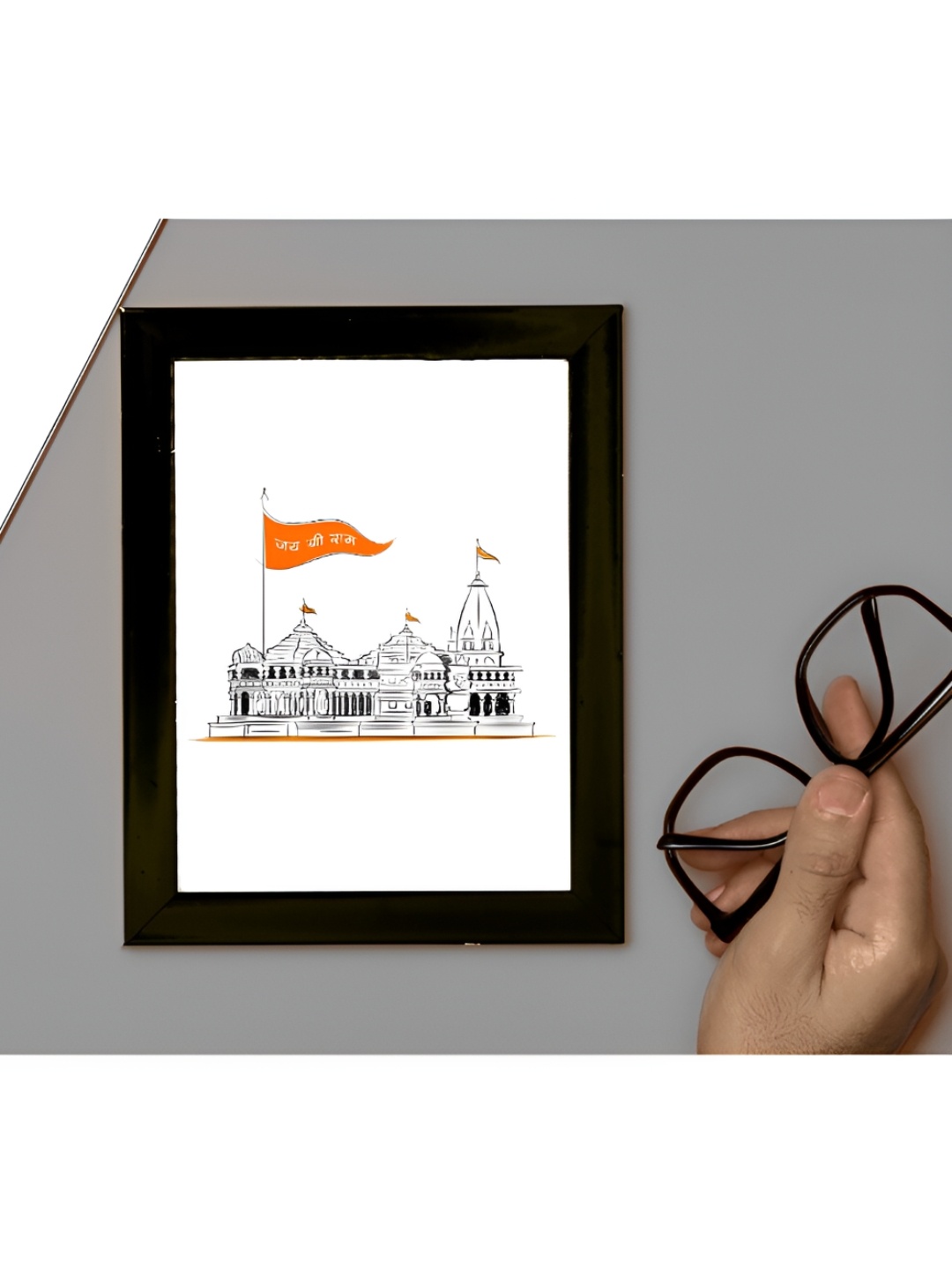 

2Mech White & Black Shree Ram Temple Aodhya Photo Frames