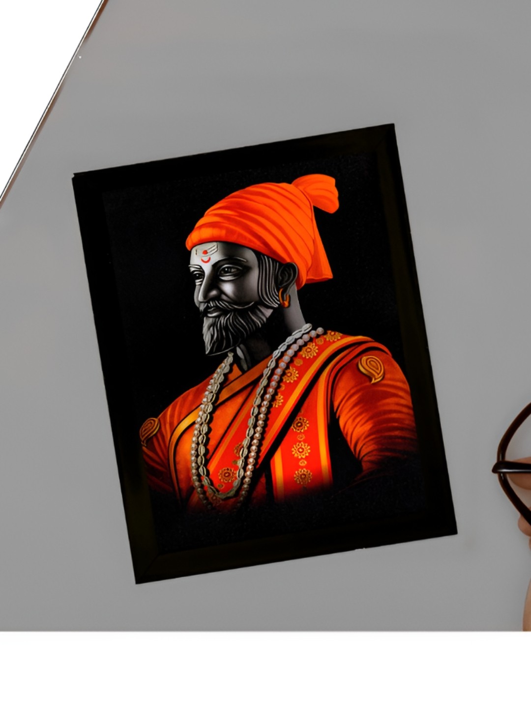 

2Mech Orange & Black Shivaji Maharaj Photo Frames