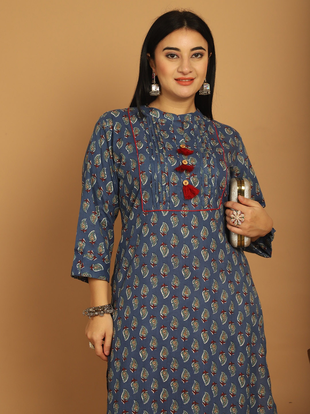 

Rajnandini Printed Pure Cotton Straight Kurta, Blue