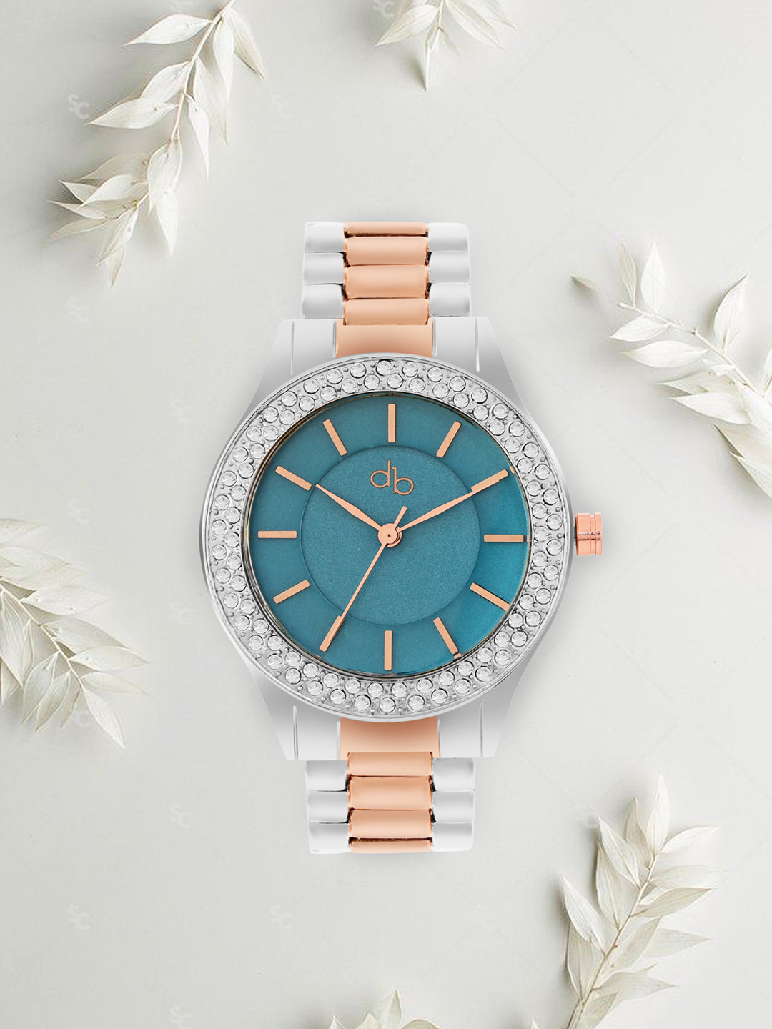 

DressBerry Women Blue Brass Embellished Dial Bracelet Style Straps Analogue Watch DB23-5B
