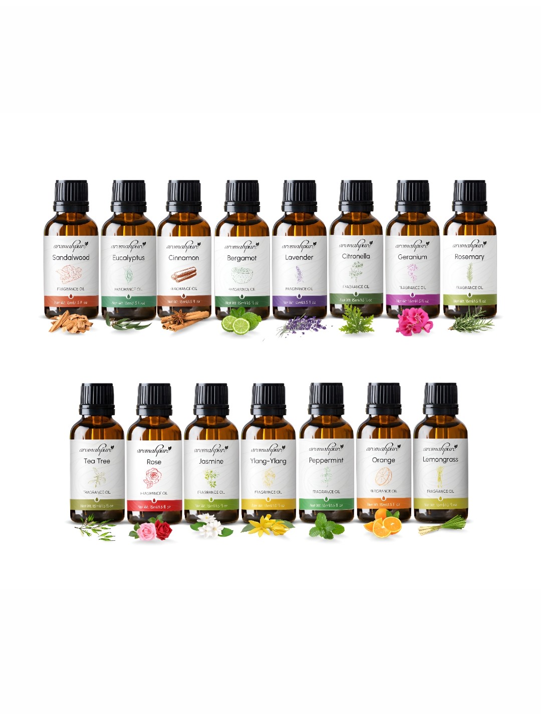 

Aromahpure Set Of 15 Black Aroma Oil Diffusers 225ml