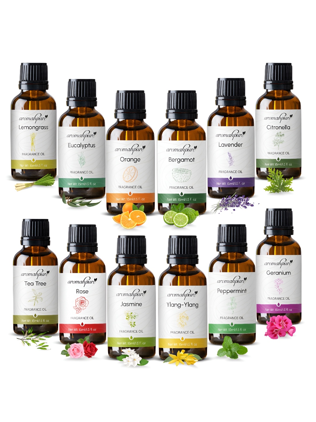 

Aromahpure Set Of 12 Black Aroma Oil Diffusers 180ml