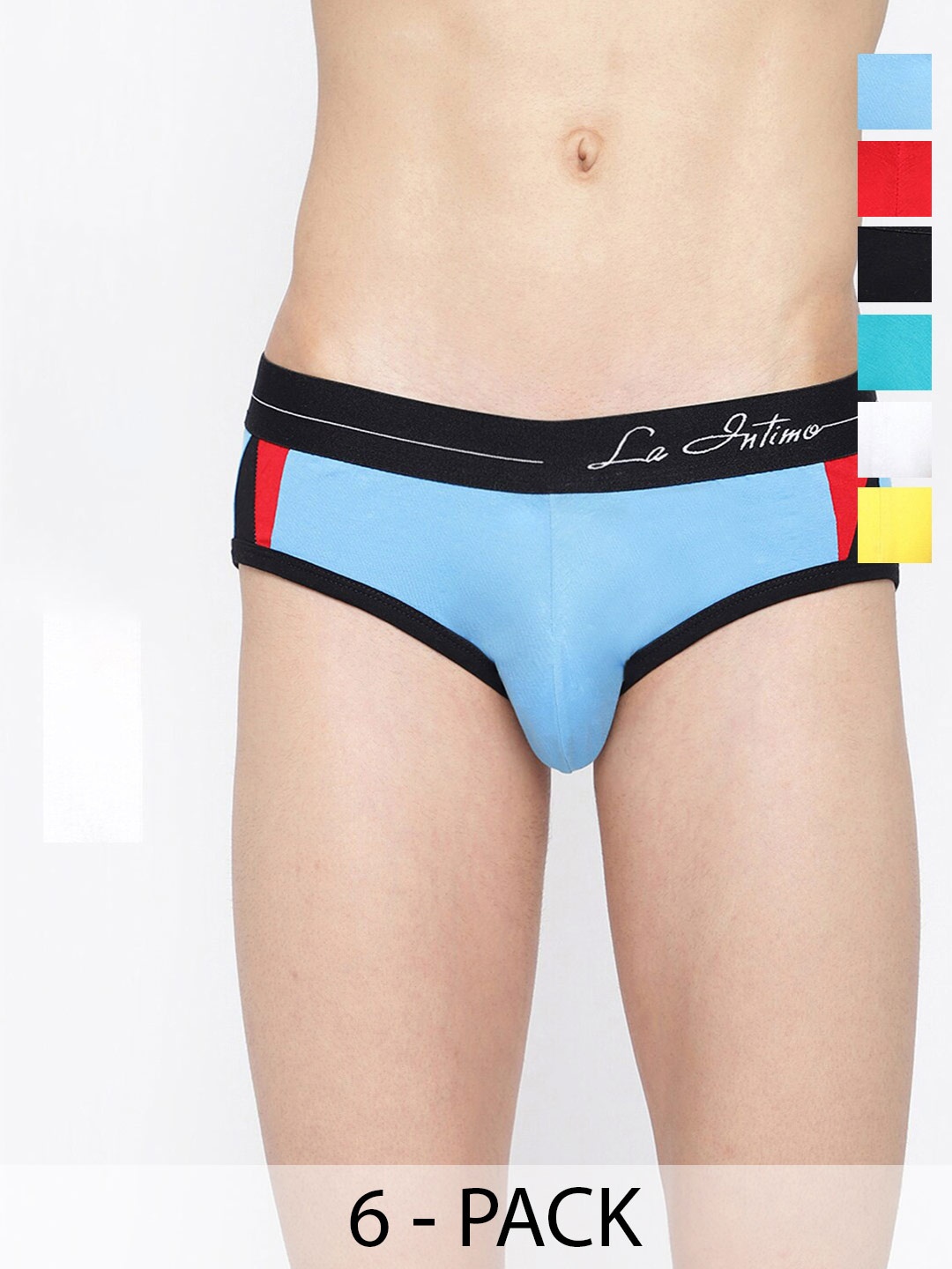 

La Intimo Men Pack Of 6 Anti Microbial Hipster Briefs LIBR070F, Blue