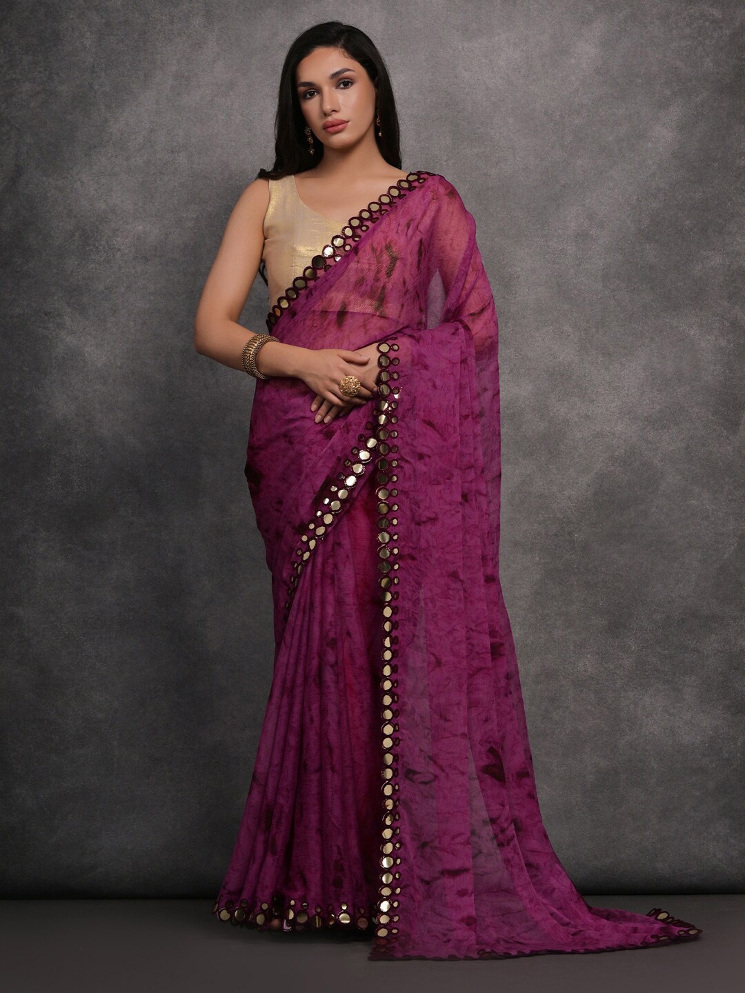 

Anouk Magenta Gotta Patti Pure Georgette Saree