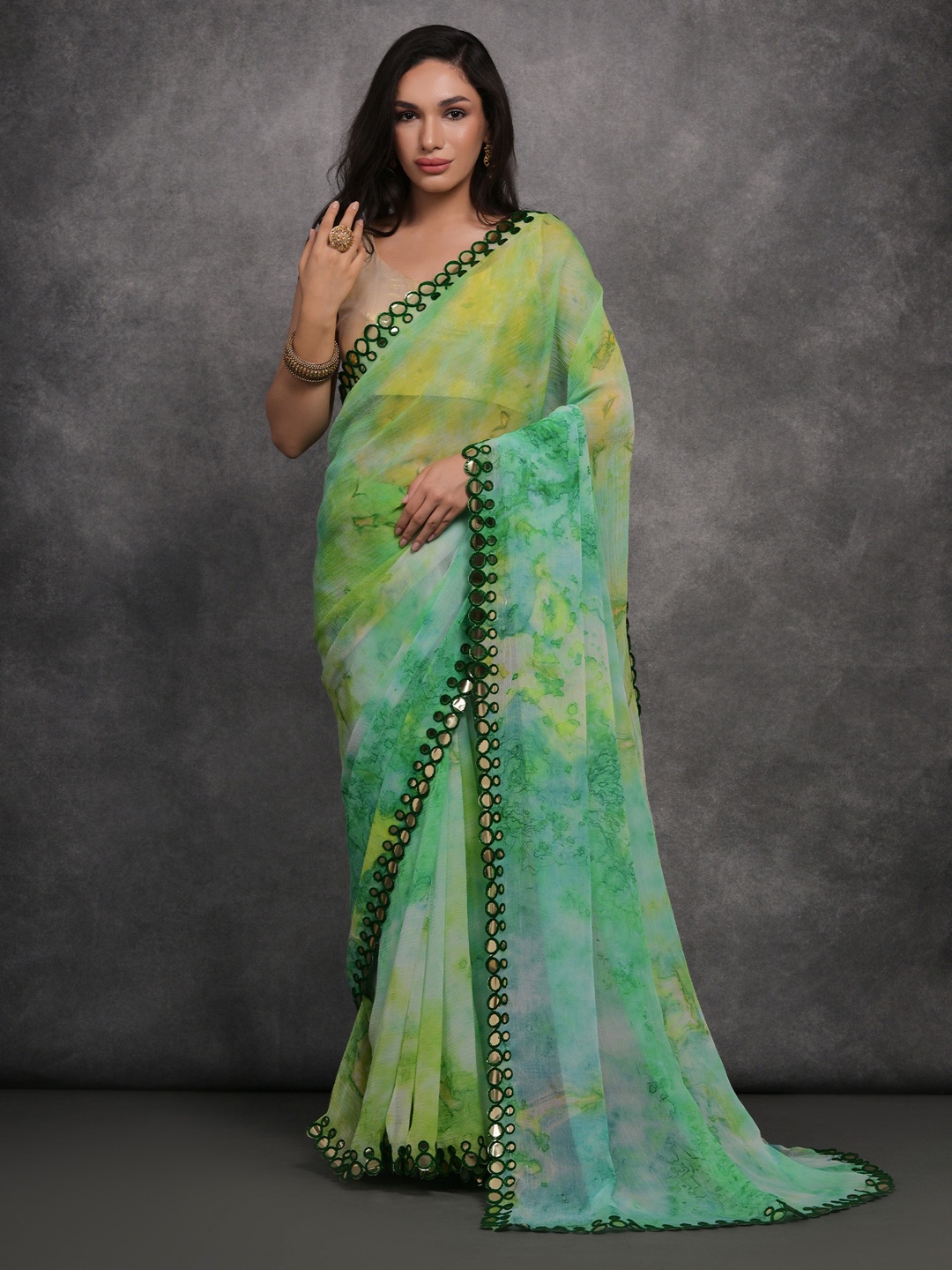 

Anouk Green Embellished Gotta Patti Pure Georgette Saree