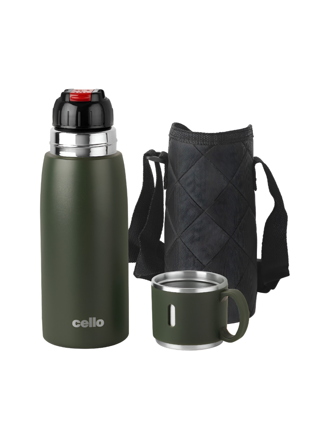 

Cello Green & Silver Toned Cupstyle Stainless Steel Double Wall Vacuum Water Bottle 500 Ml