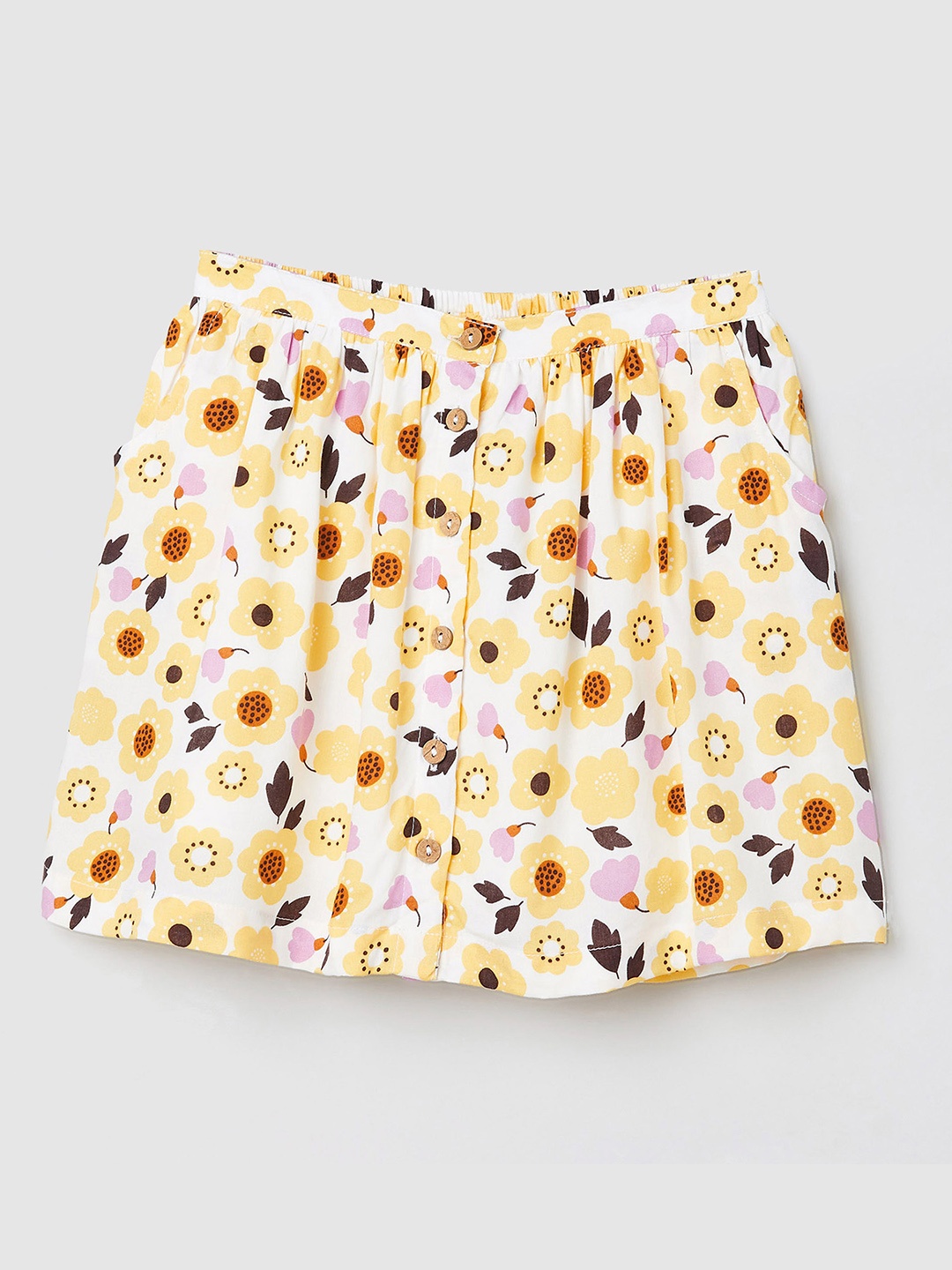 

max Girls Printed Midi Flared Skirt, White