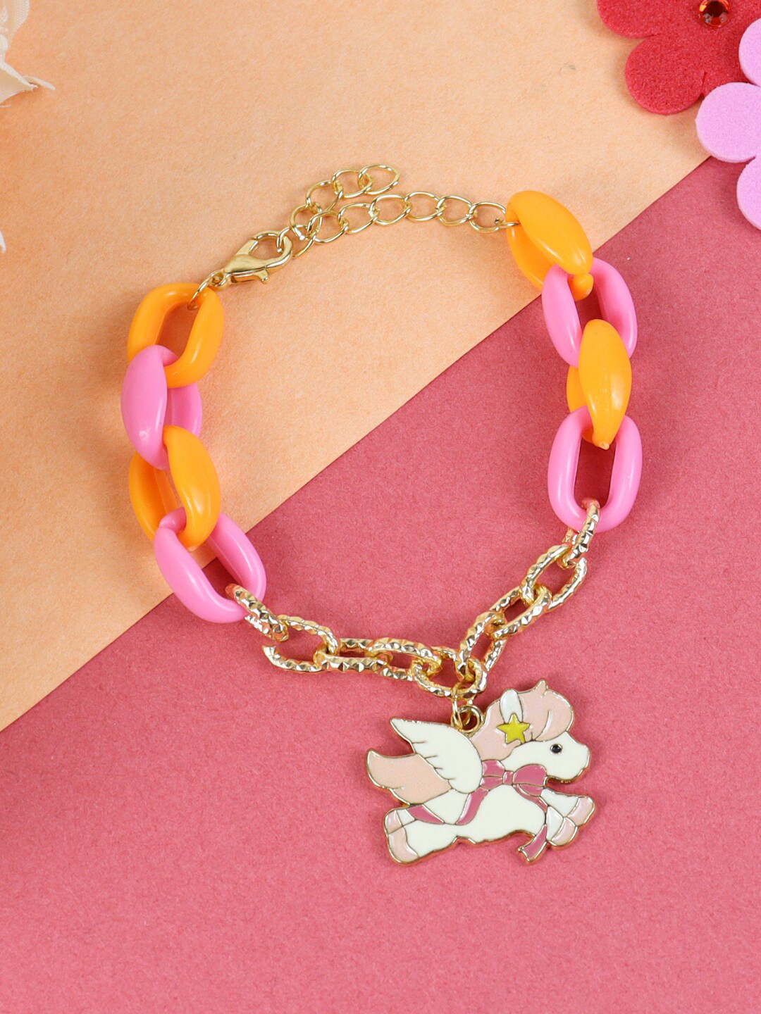 

Asthetika Kids Girls Flying Unicorn Charm Bracelet, Gold
