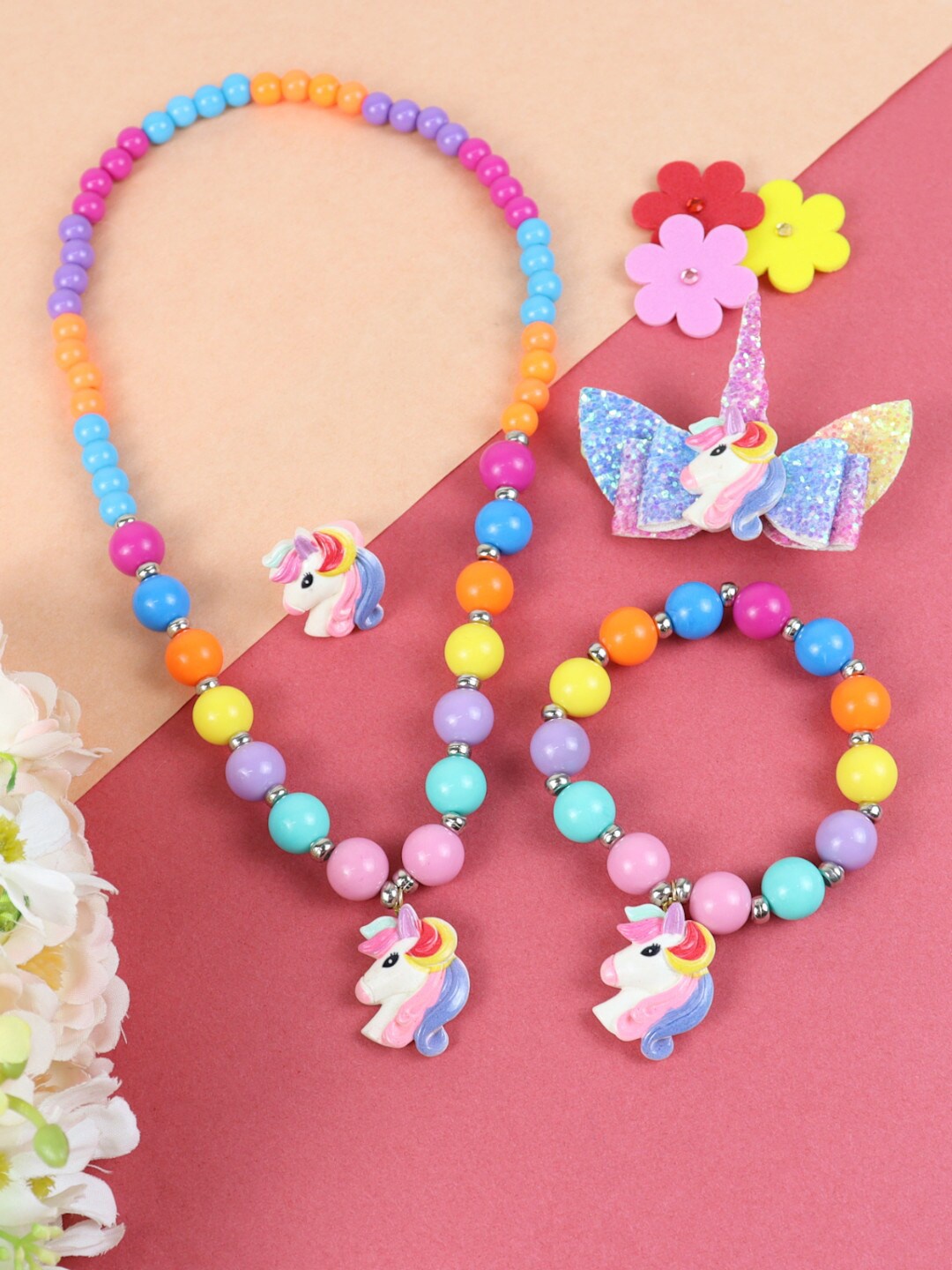 

Asthetika Kids Girls Beaded Jewellery Set, Pink
