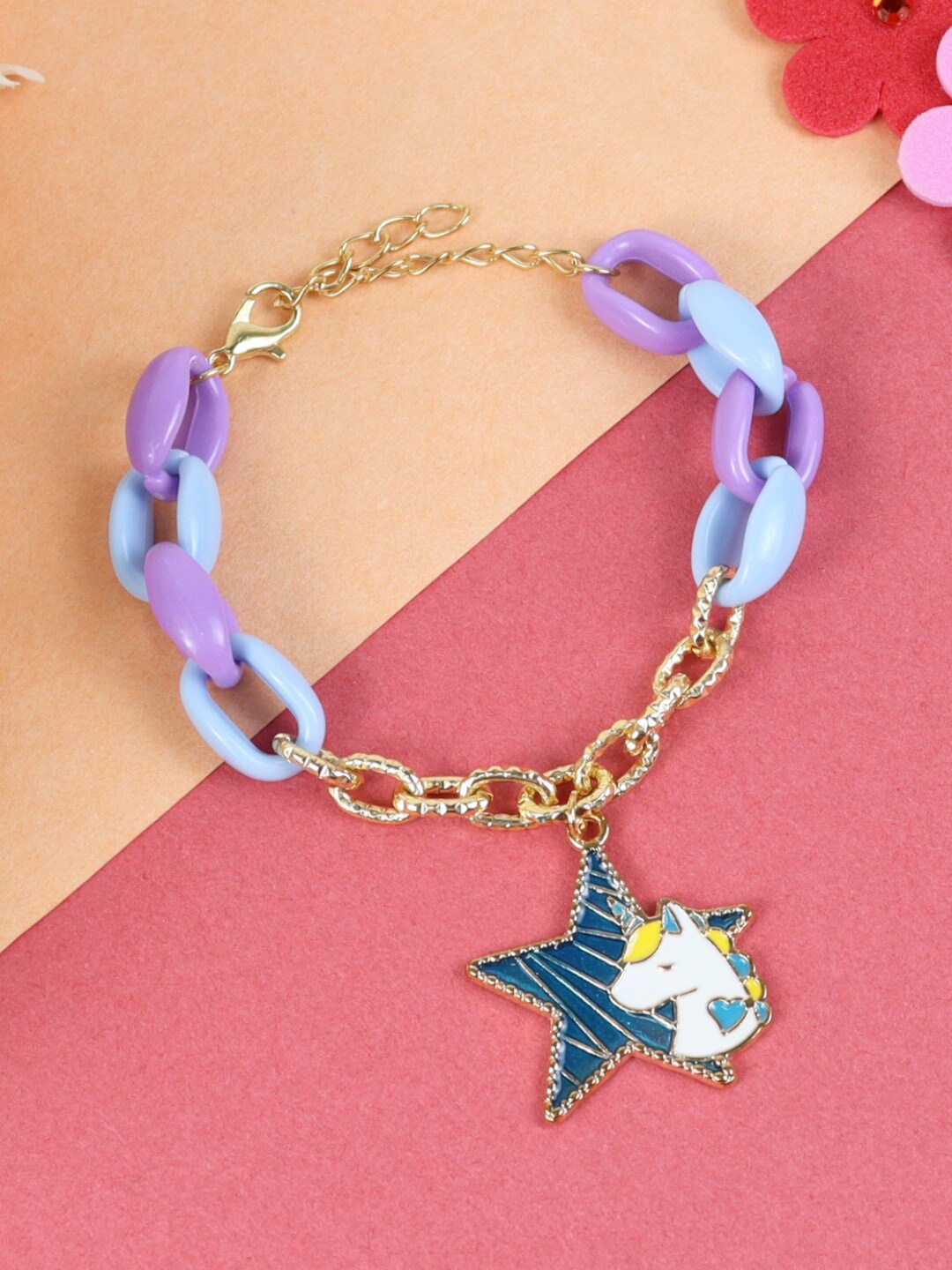 

Asthetika Kids Girls Star Unicorn Charm Bracelet, Gold