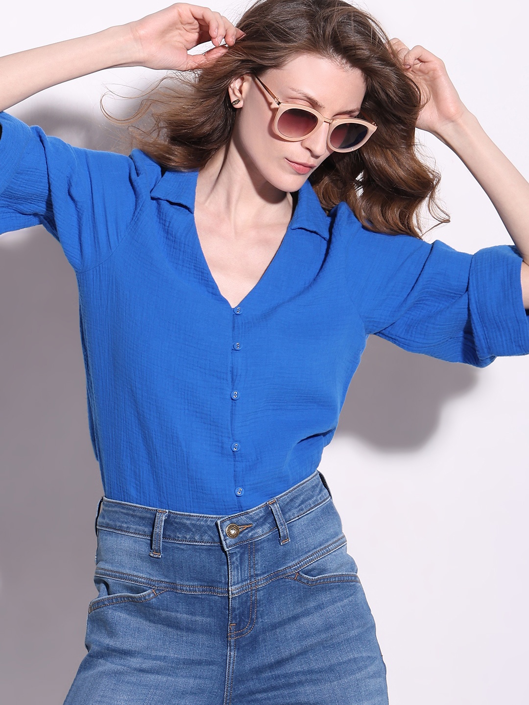

Vero Moda Long Sleeves Oversized Opaque Casual Shirt, Blue
