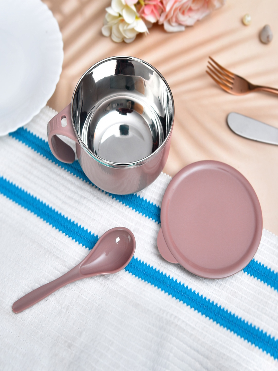 

Kuber Industries Mauve 2 Pieces Stainless Steel Glossy Bowls 600 ml