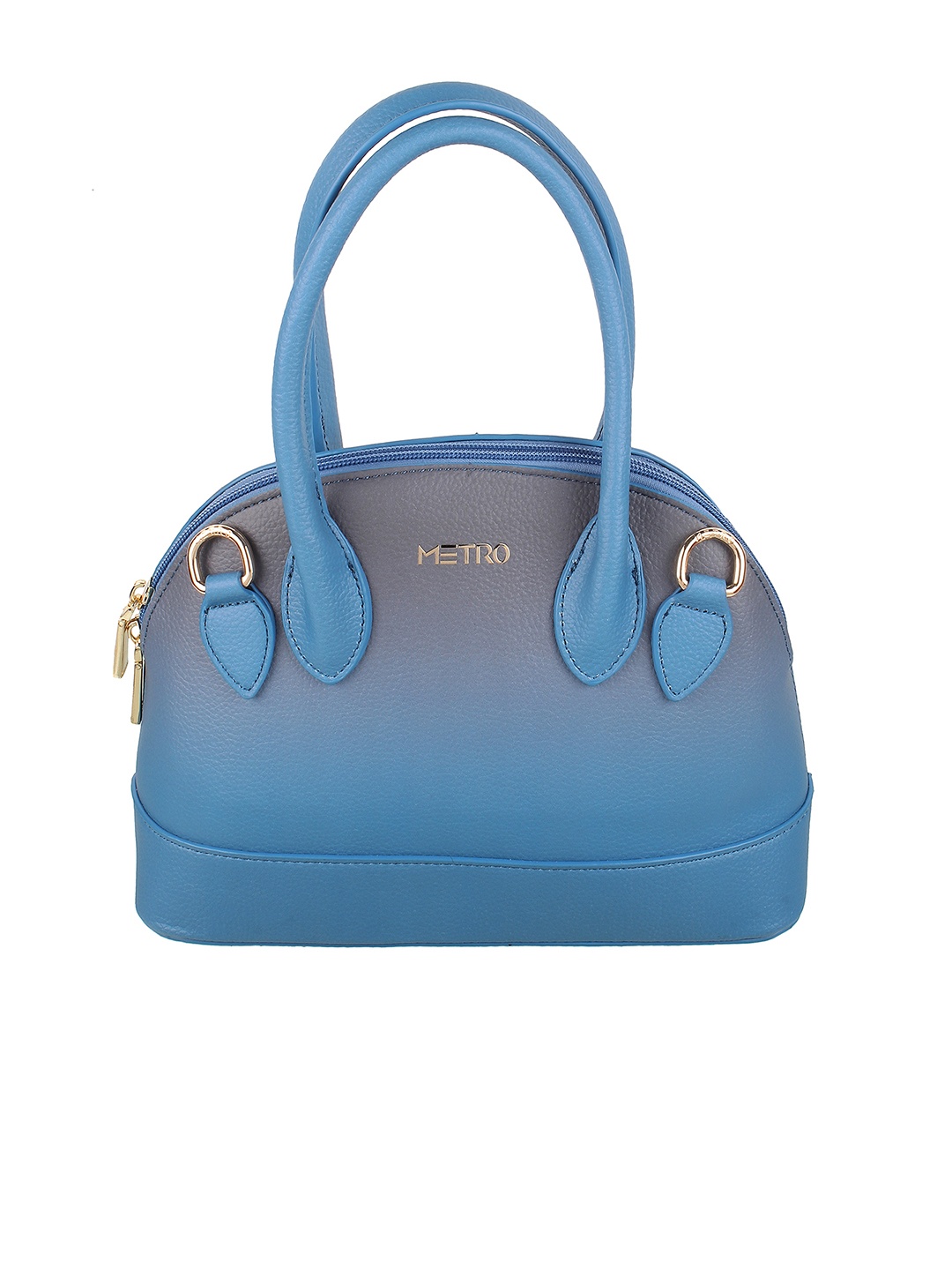 

Metro Colourblocked Zip Detail PU Structured Handheld Bag, Blue