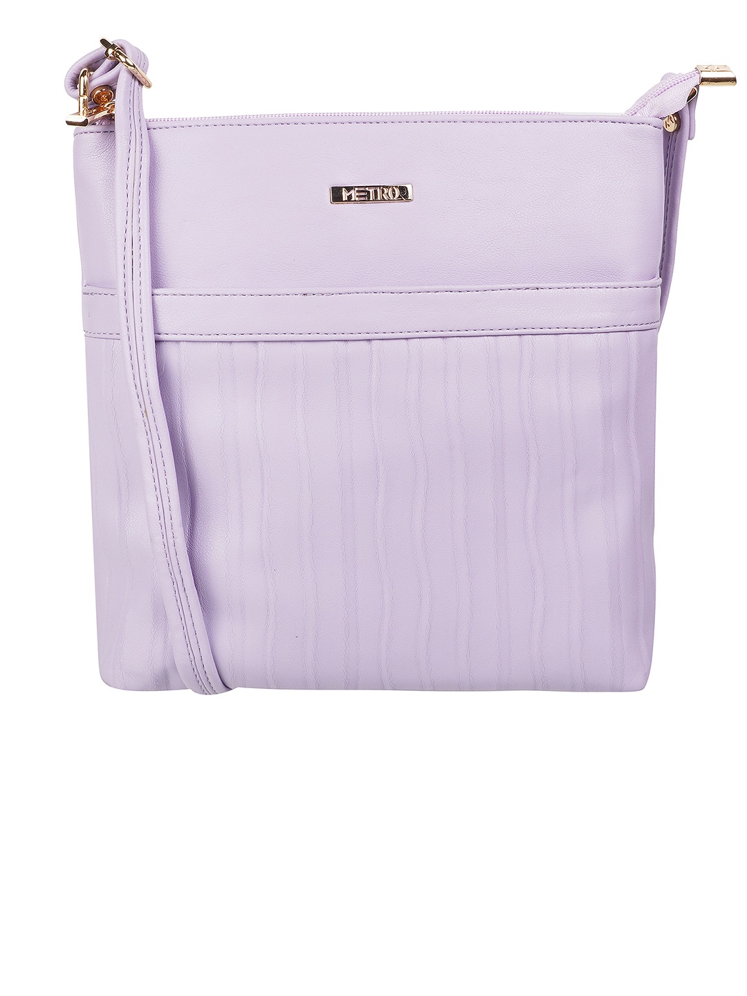 

Metro Textured Zip Detail PU Shoulder Bag, Purple