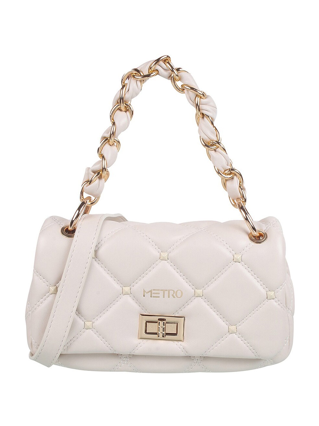 

Metro Textured Zip Detail PU Structured Satchel, Off white