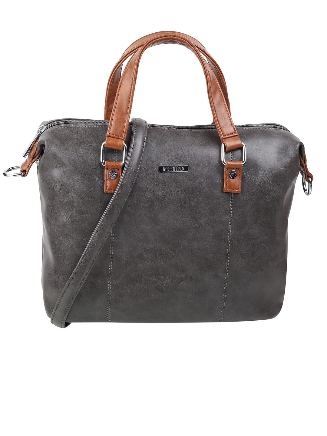

Metro Textured Zip Detail PU Structured Handheld Bag, Grey