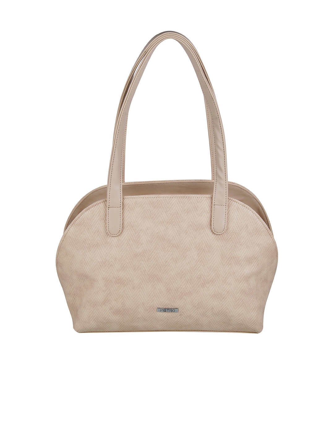 

Metro Textured Structured Shoulder Bag, Beige