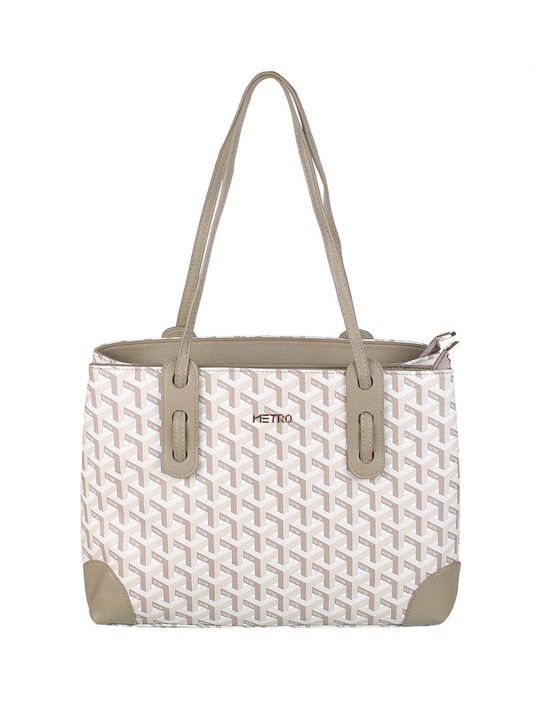 

Metro Brand Logo Printed Structured Shoulder Bag, Green