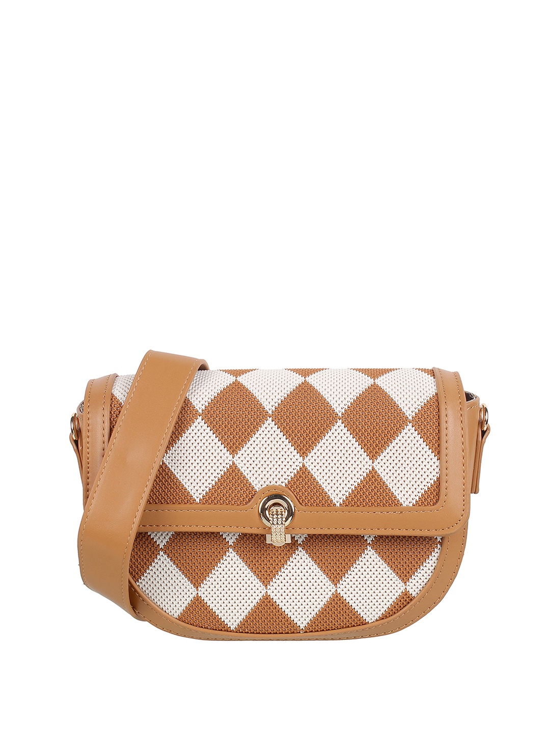 

Metro Geometric Self Design Miniature Sling Bag, Tan