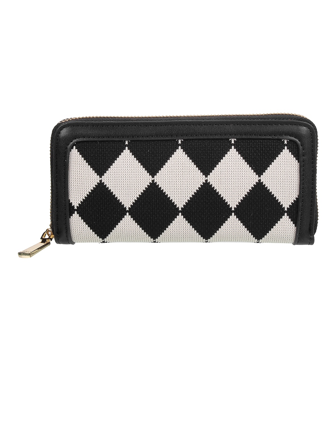 

Metro Checked PU Zip Around Wallet, Black