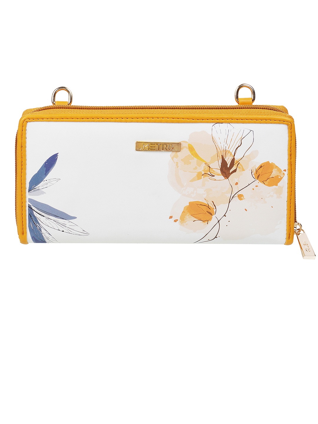 

Metro Floral Printed PU Zip Around Wallet, Yellow