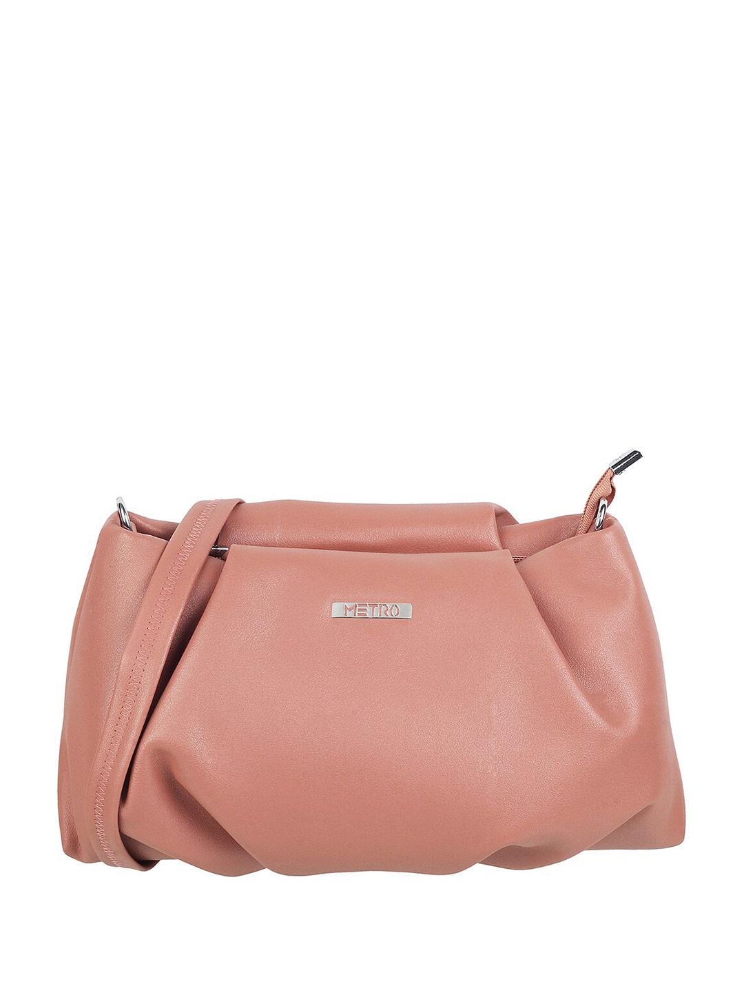 Metro Structured Shoulder Bag, Peach