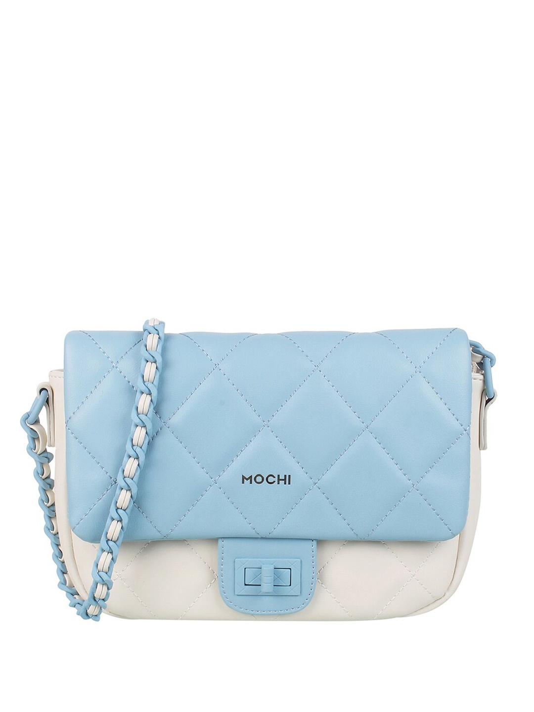 

Mochi Textured Structured Sling Bag, Blue