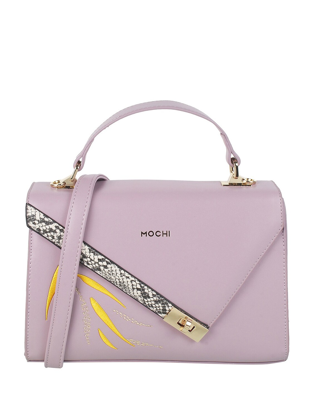 

Mochi Embellished Sequined Structured Satchel, Purple