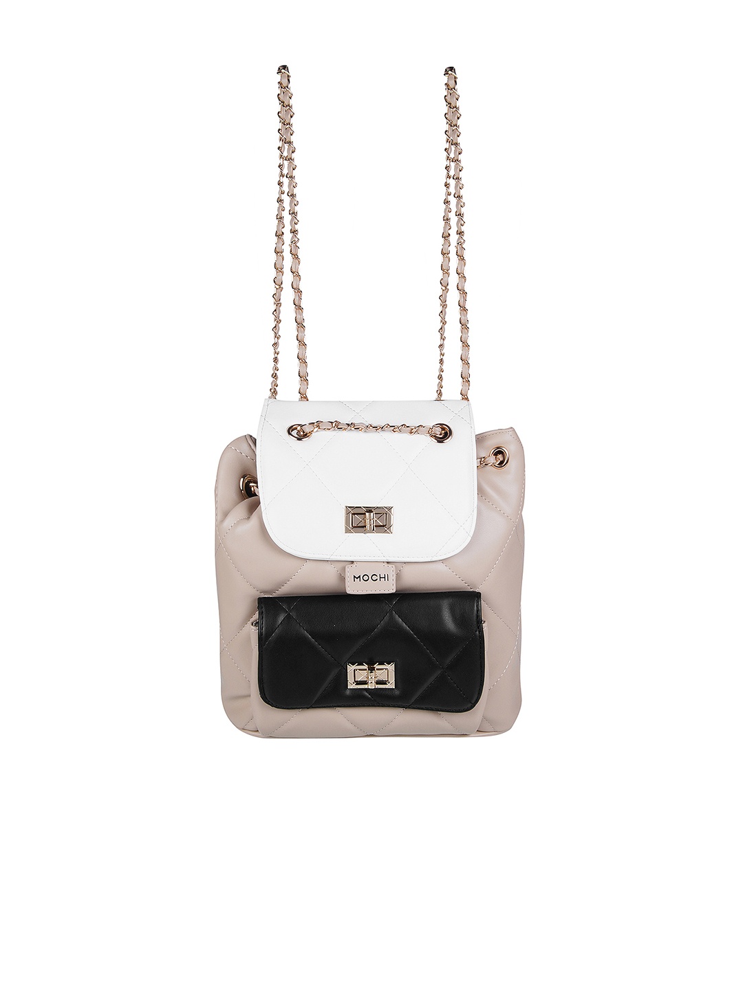 

Mochi Quilted PU Structured Handheld Bag, Beige