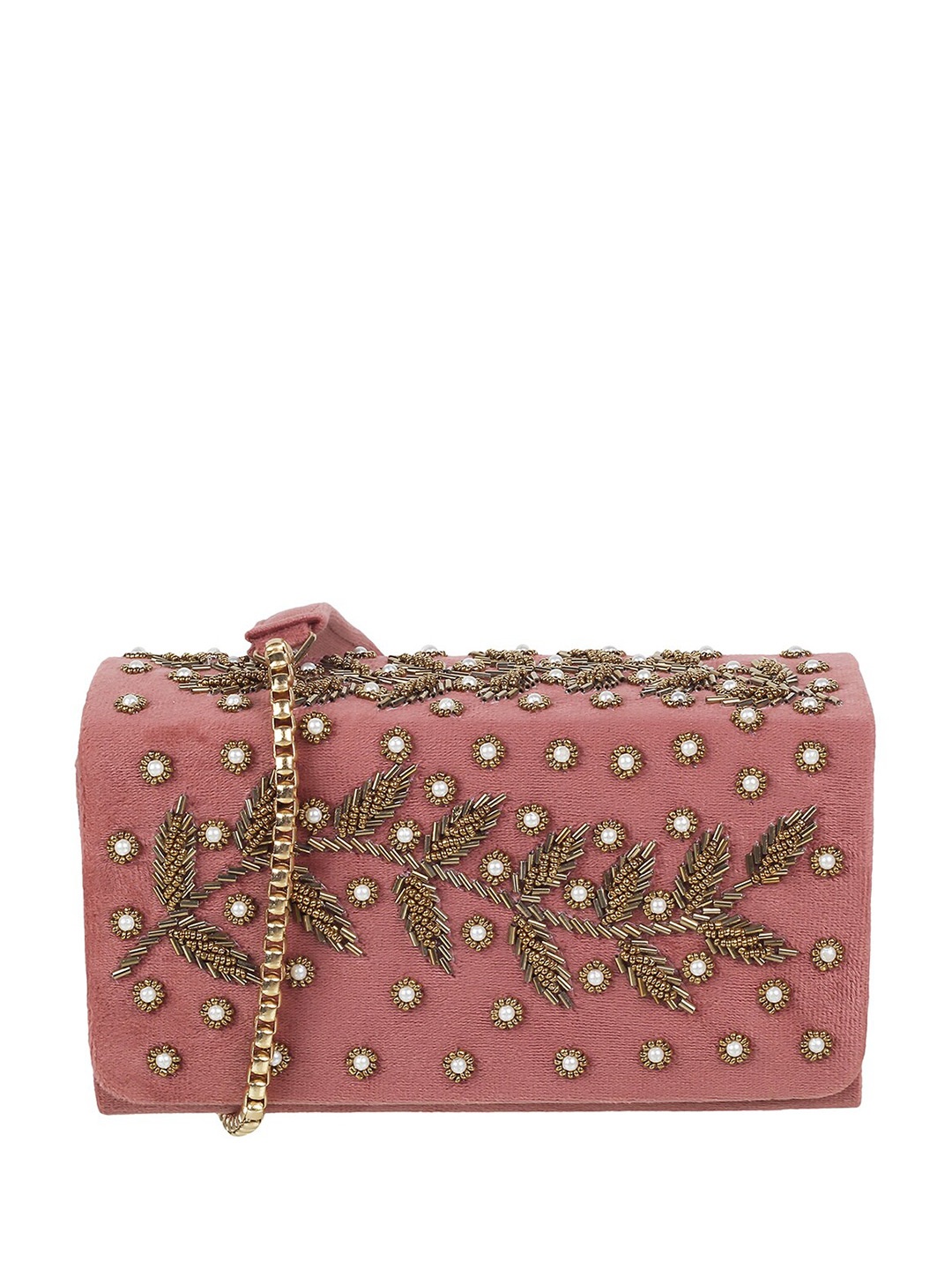 

Mochi Embellished Box Clutch, Pink