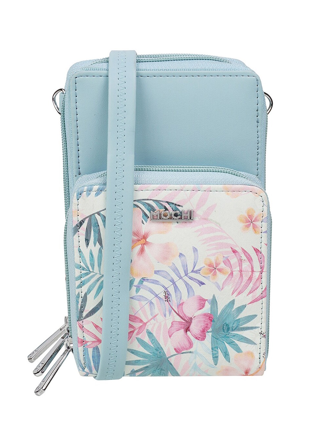 

Mochi Floral Printed PU Zip Around Wallet, Blue