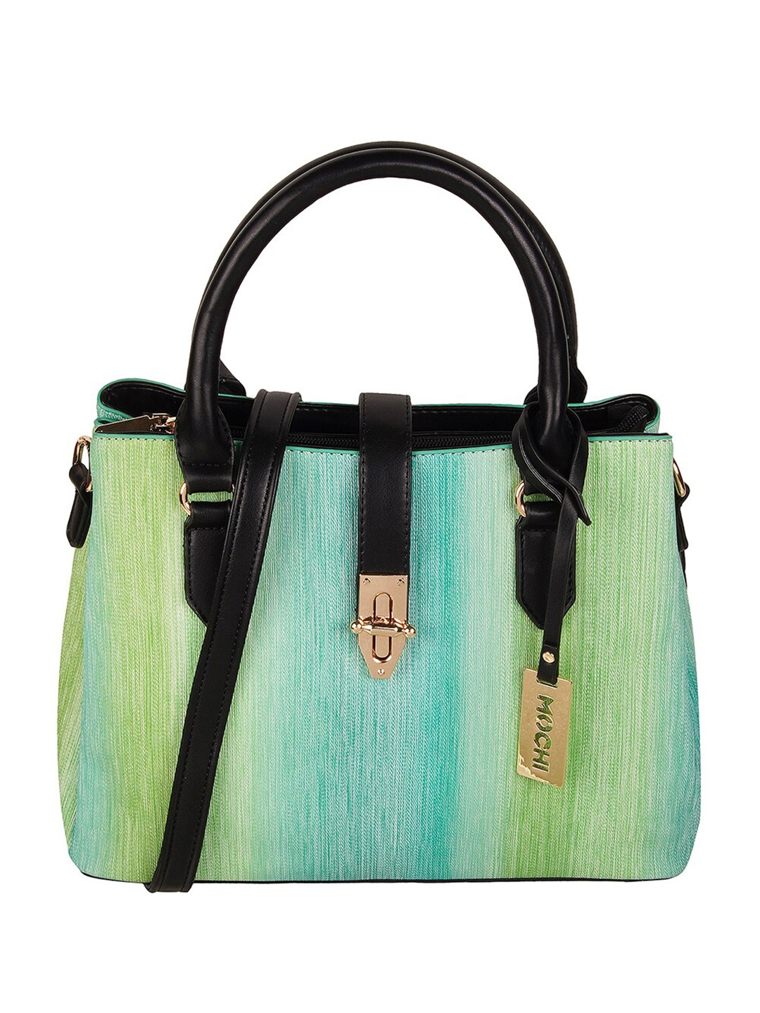 

Mochi Colourblocked Structured Handheld Bag, Green