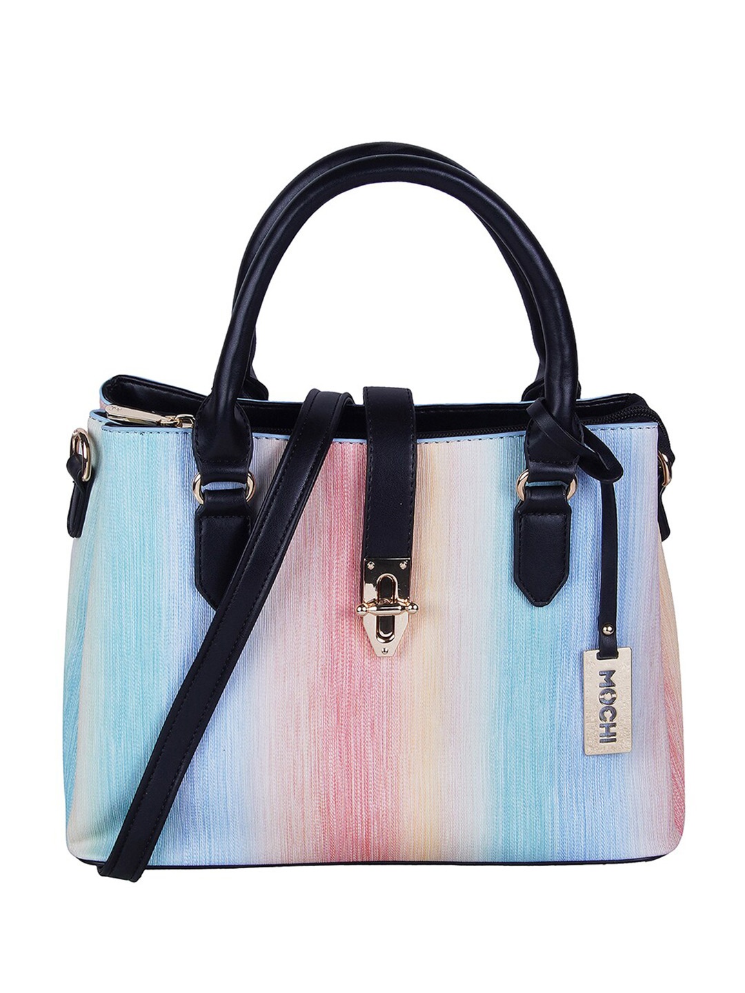 

Mochi Colourblocked Structured Handheld Bag, Blue