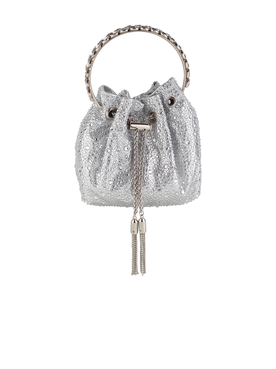 

Mochi Embellished Potli Clutch, Silver