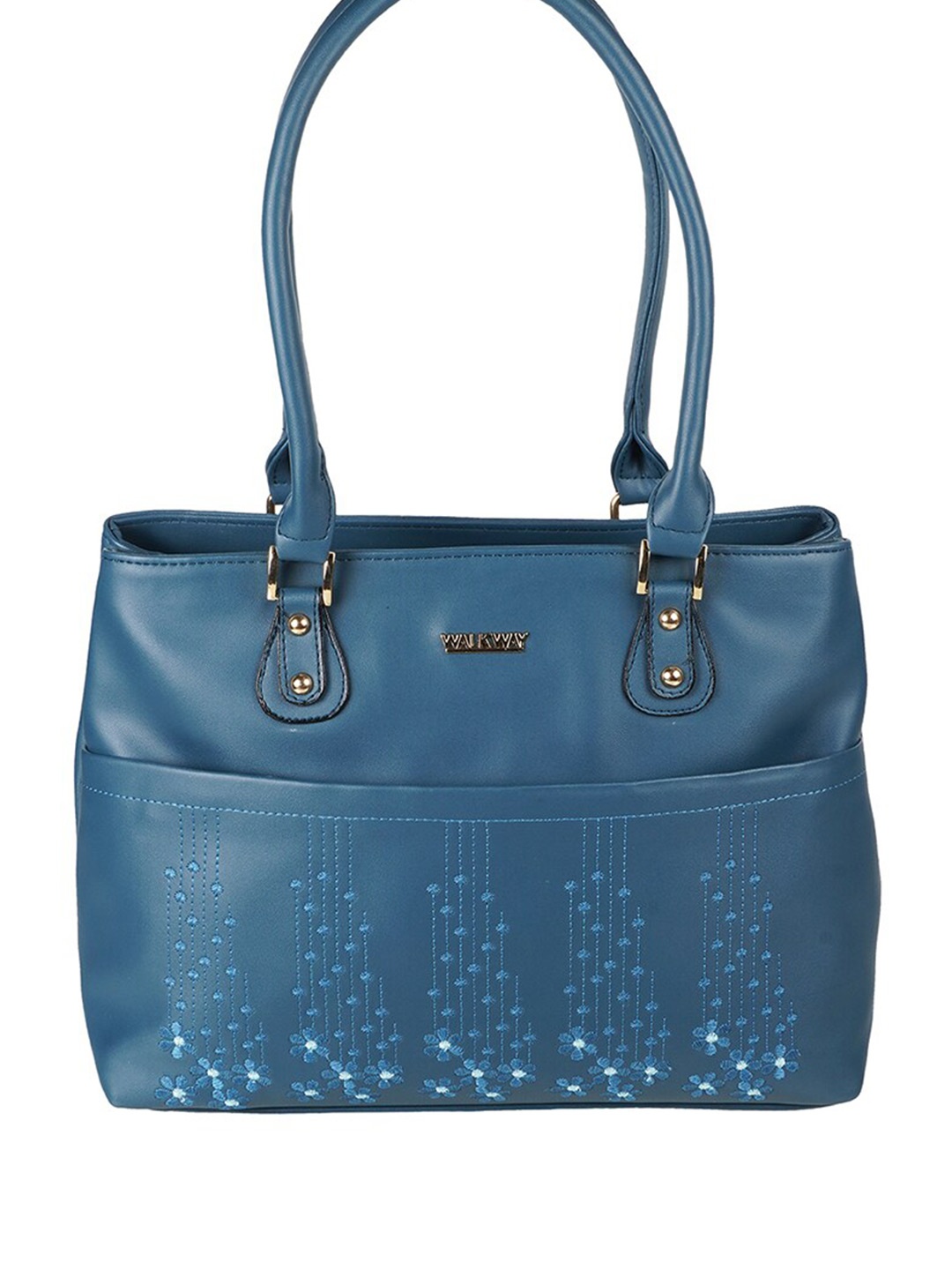 

WALKWAY by Metro Floral Self Design Structured Shoulder Bag, Blue