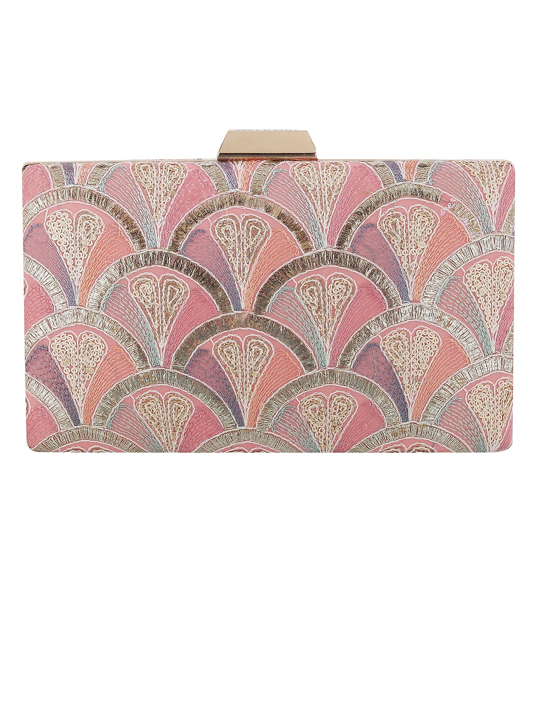 

WALKWAY by Metro Embroidered Embellished Box Clutch, Pink