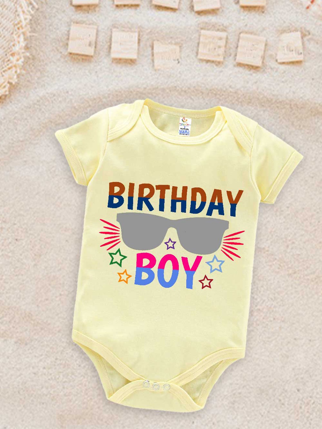 

Babywish Infants Birthday Boy Printed Cotton Bodysuit, Yellow