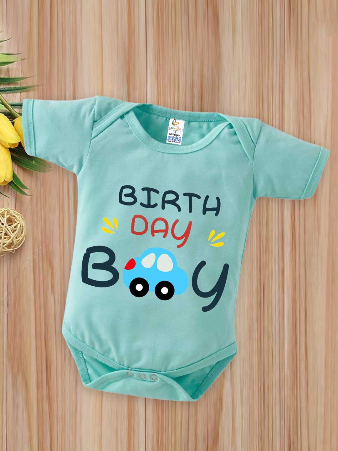 

Babywish Infant Boys Birthday Boy Printed Cotton Bodysuit, Sea green
