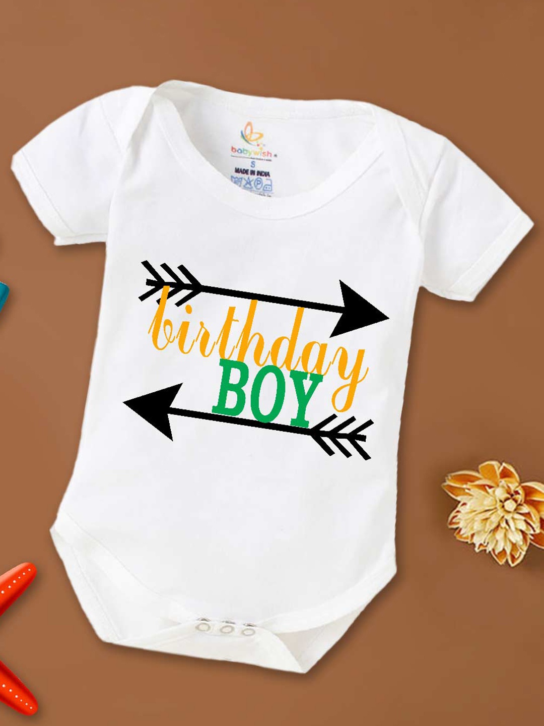 

Babywish Infant Boys Birthday Boy Printed Cotton Bodysuit, White