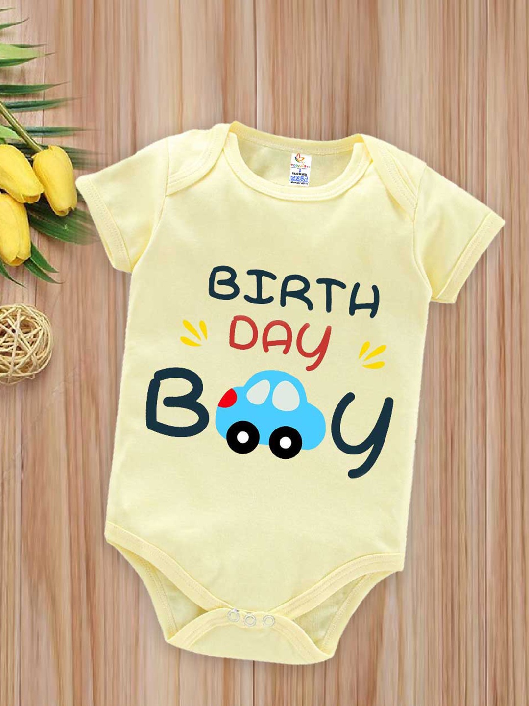 

Babywish Infants Kids Printed Pure Cotton Bodysuit, Yellow
