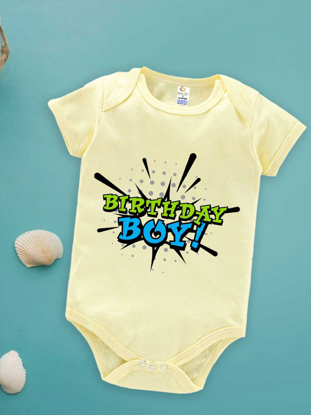

Babywish Infant Boys Birthday Boy Printed Cotton Bodysuit, Yellow