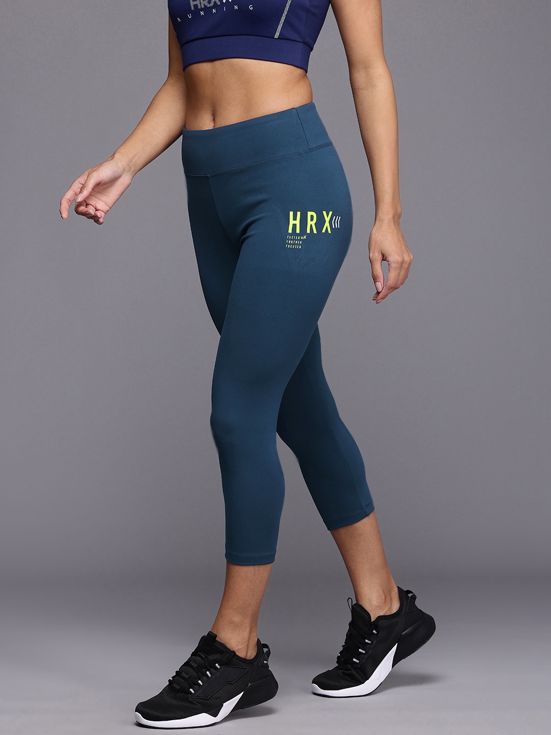 

HRX by Hrithik Roshan Women Togetherfaster Antimicrobial & Rapid Dry Running Tights, Navy blue