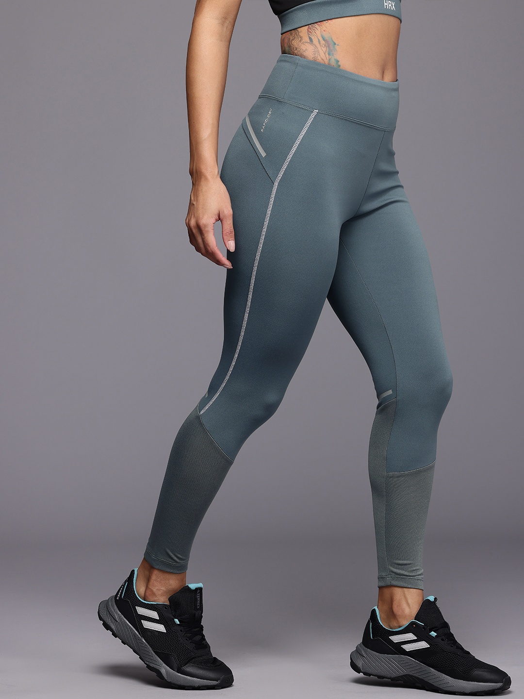 

HRX by Hrithik Roshan Women Rapid Dry High Rise Slim Fit Training Tights, Grey